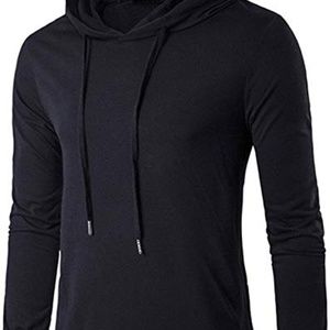 WHATLEES Mens Hipster Solid Hoodie T-Shirt New